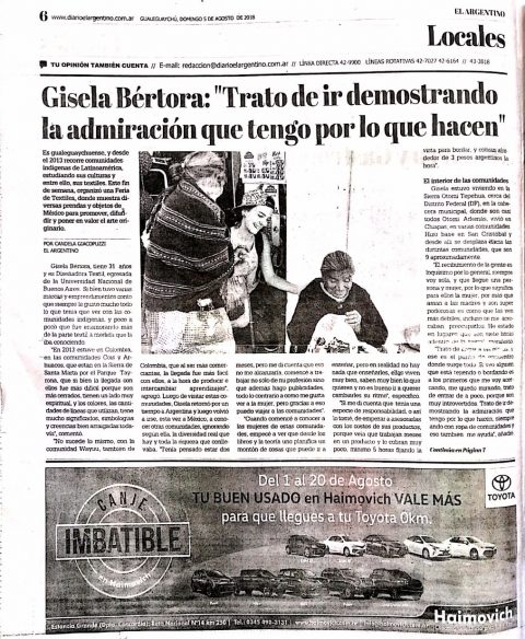 diario el dia gualeguaychú Gisela Bértora "Trato de ir demostrando la admiración que tengo por lo que hacen"